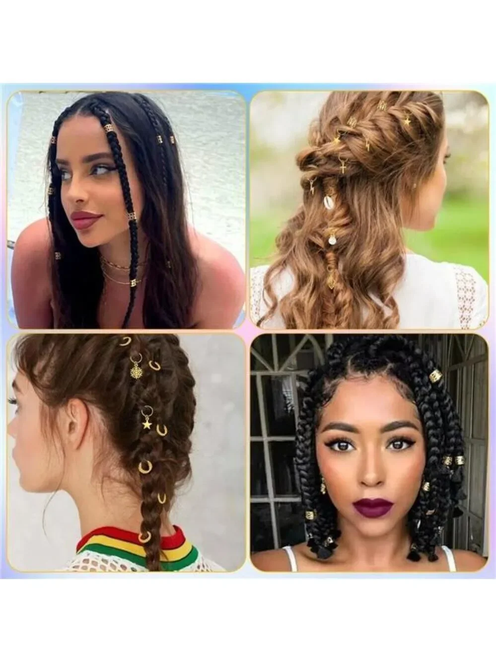 Hair jewelry for braids dreadlocks gold cuffs rings clips loc accessories set wo